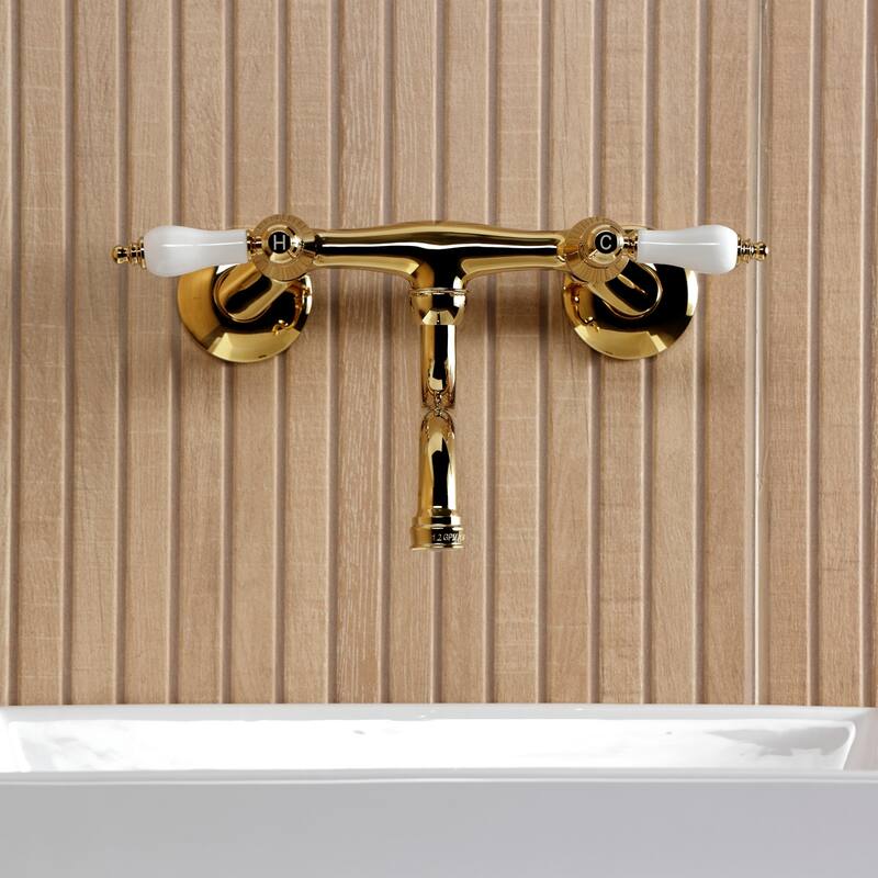 Kingston Brass Kingston Two-Handle 2-Hole Wall Mount Bathroom Faucet