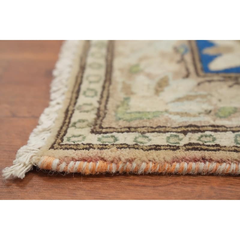 Hand Knotted Oriental 100% Wool Carpet Traditional Floral Yellow & Gold Kerman Area Rug - 13' 5'' X 9' 3''