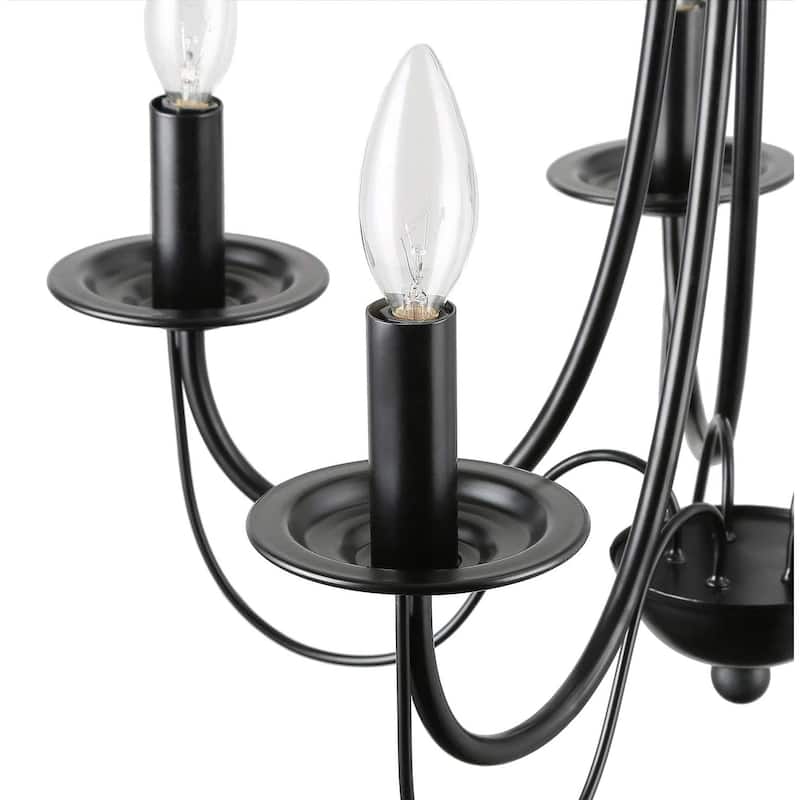 5 light 2 layer black chain candle chandelier