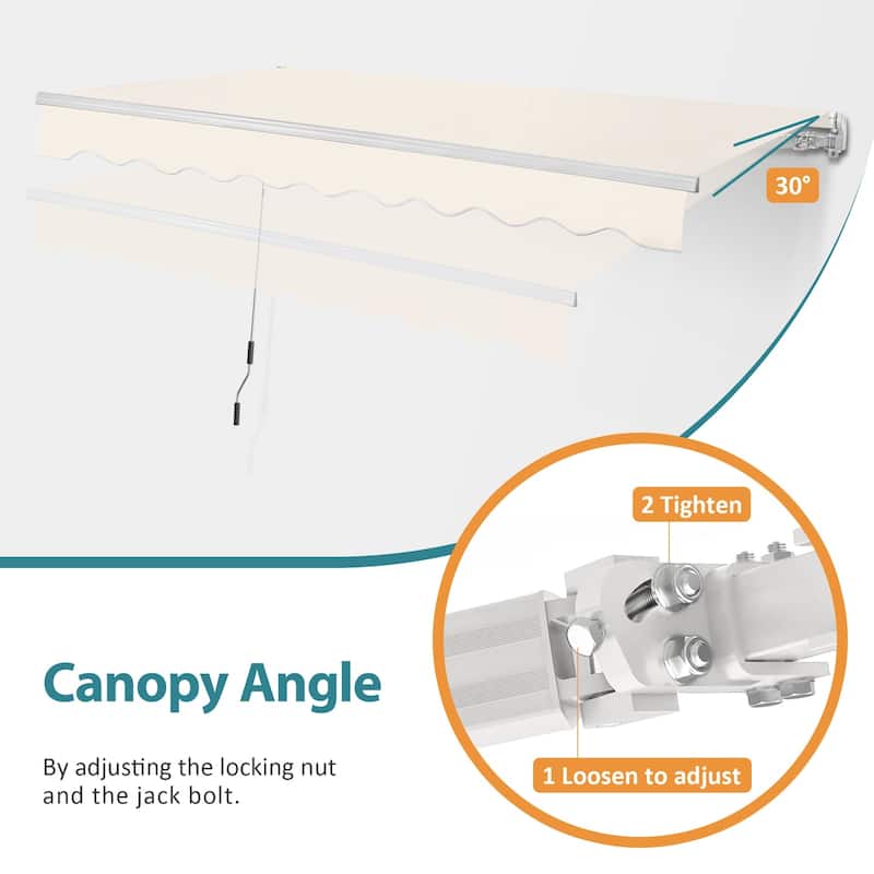 MCombo Patio Awning 12x8 Feet Sunshade Canopy for Manual Retractable Awnings, 4664