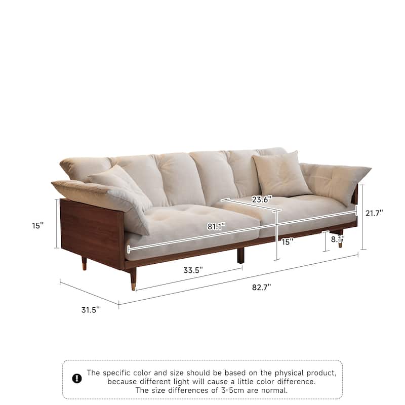 JASIWAY Modern 3-Seat Upholstered Cotton Linen Sofa