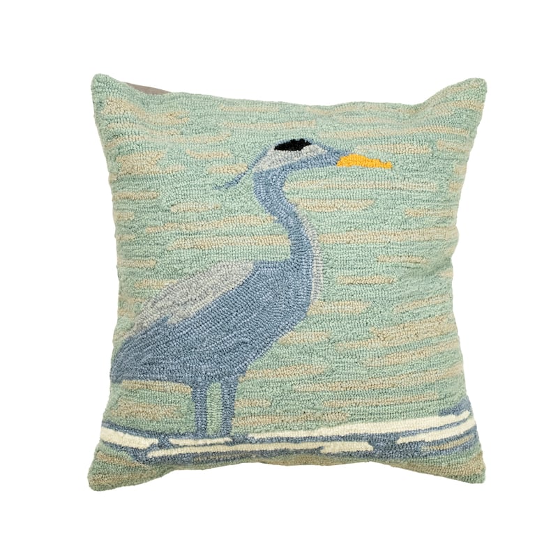 Liora Manne Frontporch Blue Heron Indoor/Outdoor Pillow Lake 18" x 18"