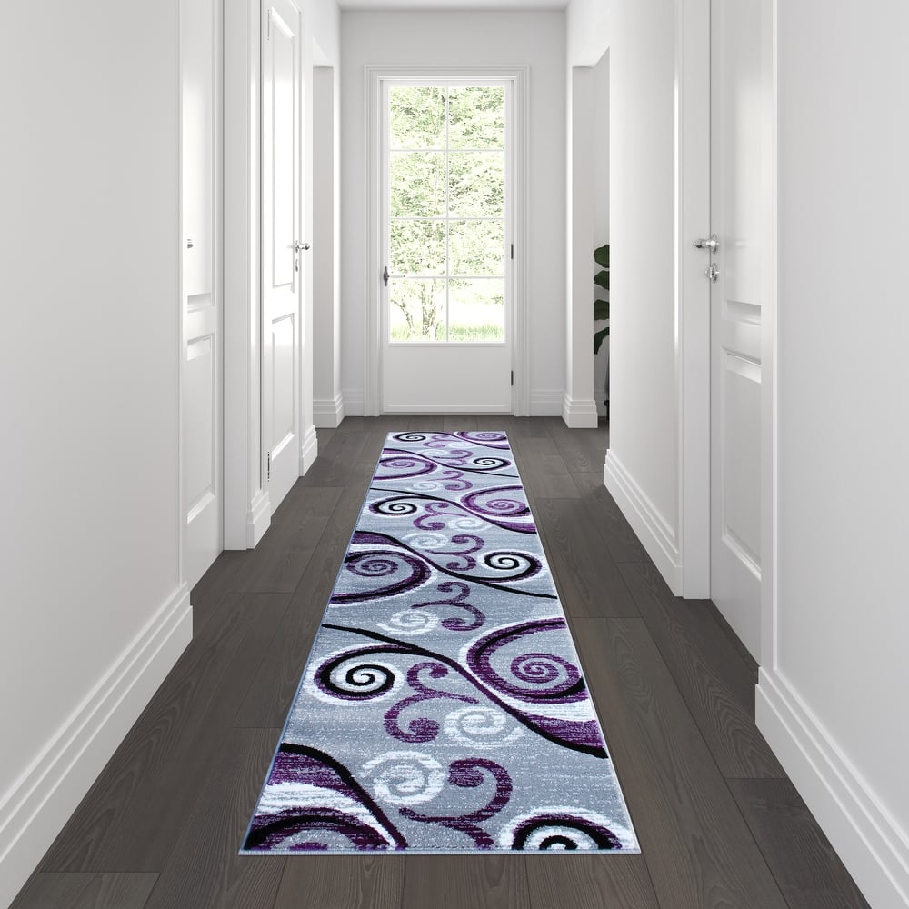 Modern Distressed Swirl Abstract Style Indoor Area Rug