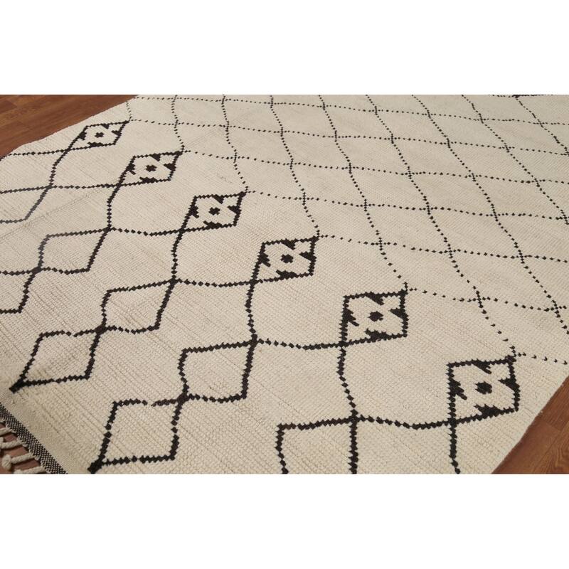 Trellis Moroccan Oriental Area Rug Handmade Modern Wool Carpet - 5'10"x 9'8"