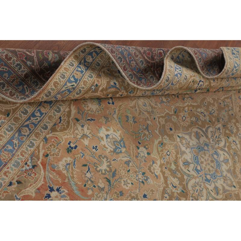 Traditional Mashad Persian Vintage Area Rug Handmade Wool Carpet - 8'1" x 11'5"