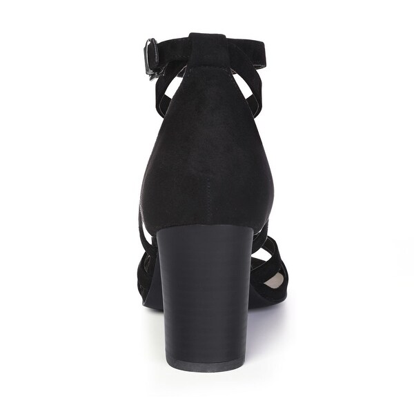 black criss cross strappy heels