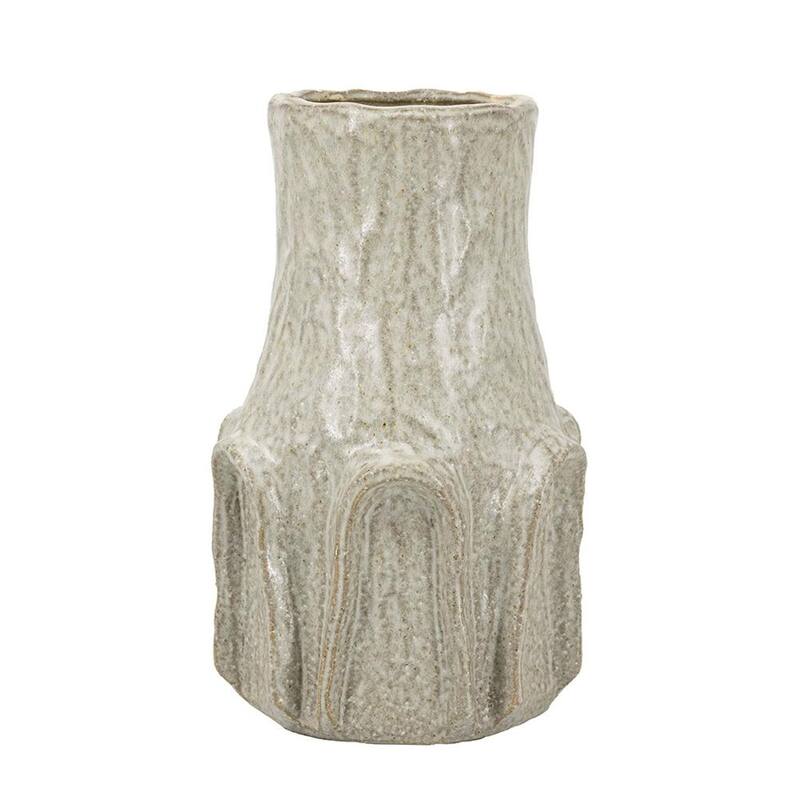 12" Sage And Gray Round Ceramic Table Vase - 7.10