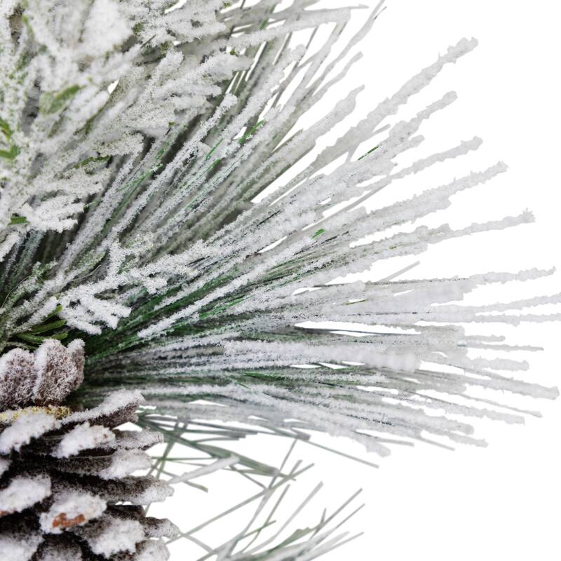 Snowy Long Needle Pine and Pinecone Artificial Christmas Wreath - 26" - Unlit