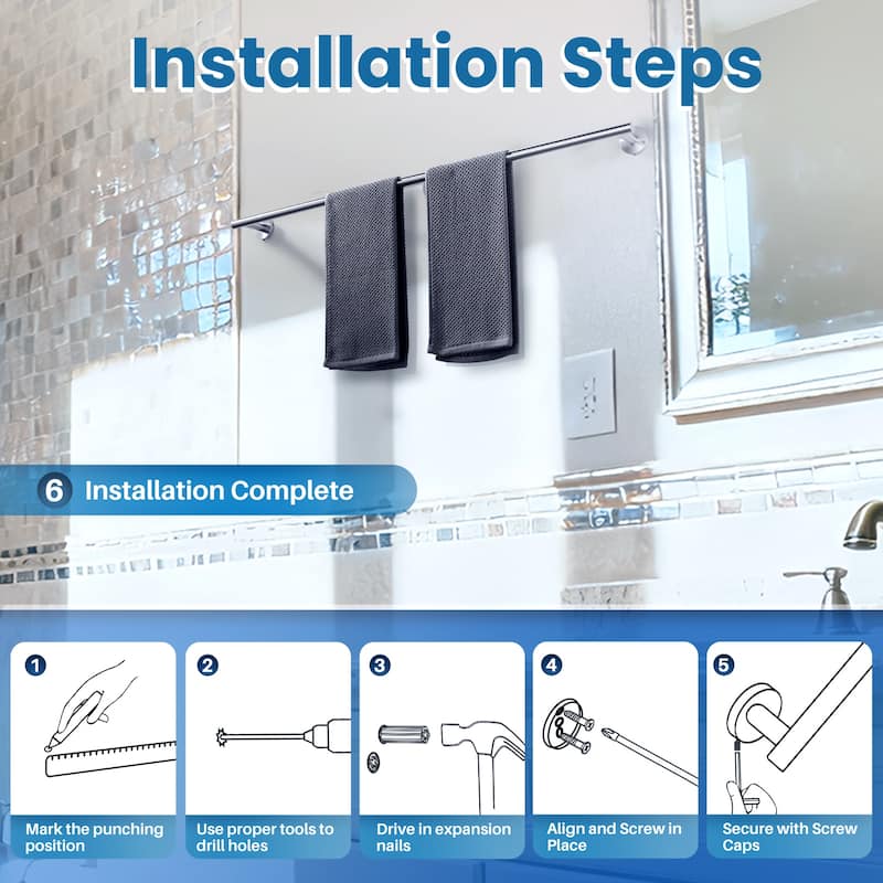 WOWOW Mutiple Length Wall Mounted Stainless Steel Towel Bar