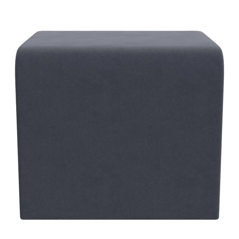 Ari Ottoman Footstool, Arc Shape with Steel Blue Velvet, 22 Inch