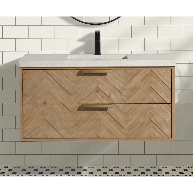 Ari Bath Carlsbad 42" Floating Bathroom Vanity Weathered Fir