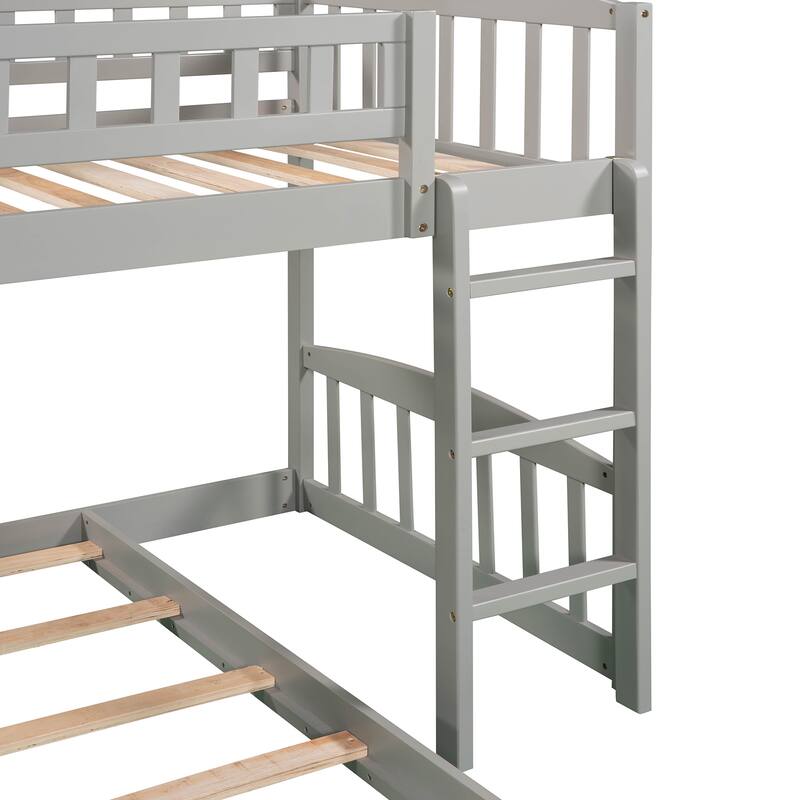 Twin Over Twin Bunk Bed with Stairway, 2 Drawers and Slide
