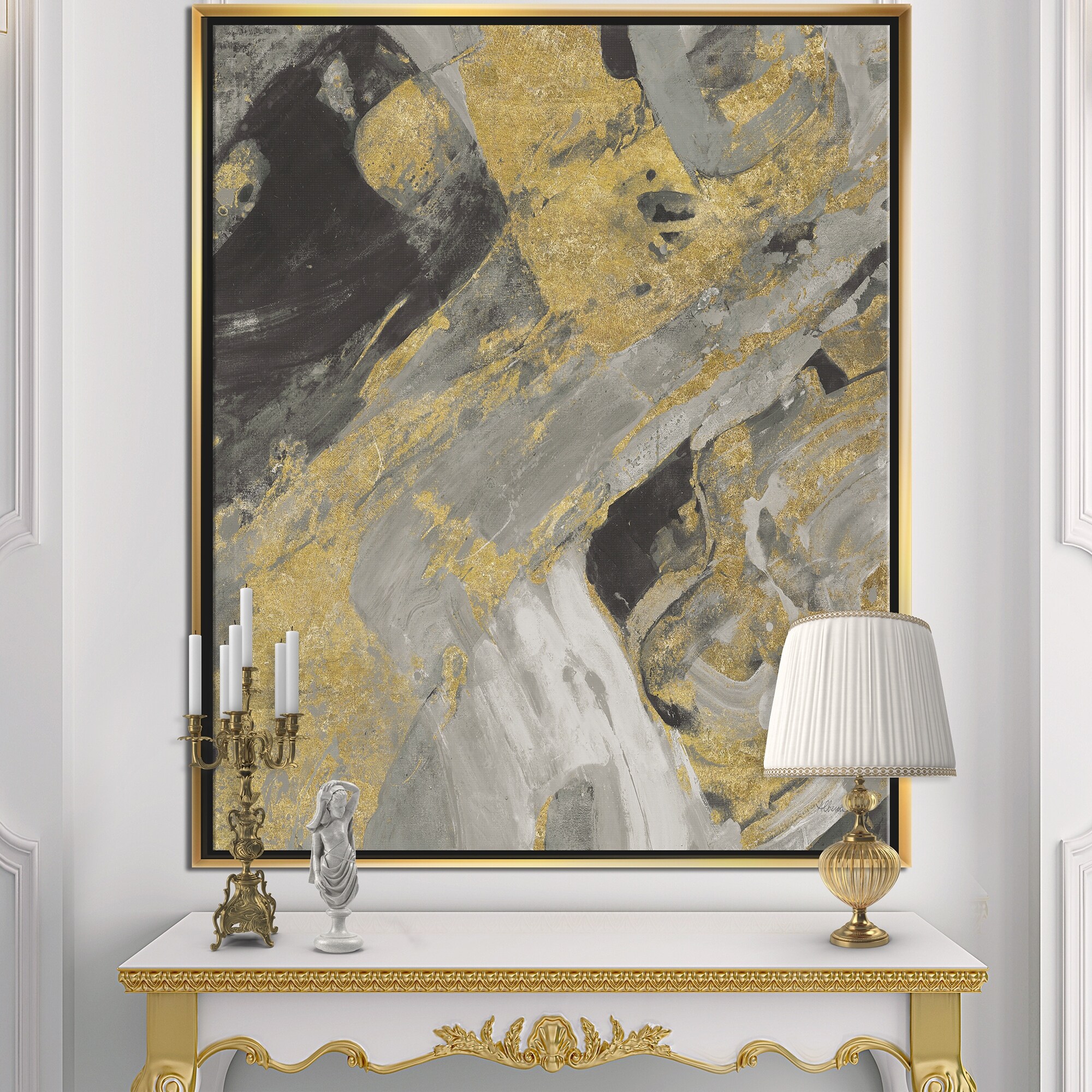 Designart Marble Gold And Black Modern Contemporary Framed Canvas Grey Overstock 25980969 Blue and gold abstract framed canvas wall art. designart marble gold and black modern contemporary framed canvas grey