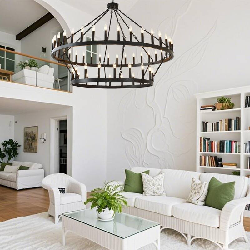 Large Black Large Wagon Wheel Chandelier Modern Farmhouse Candle Chandeliers