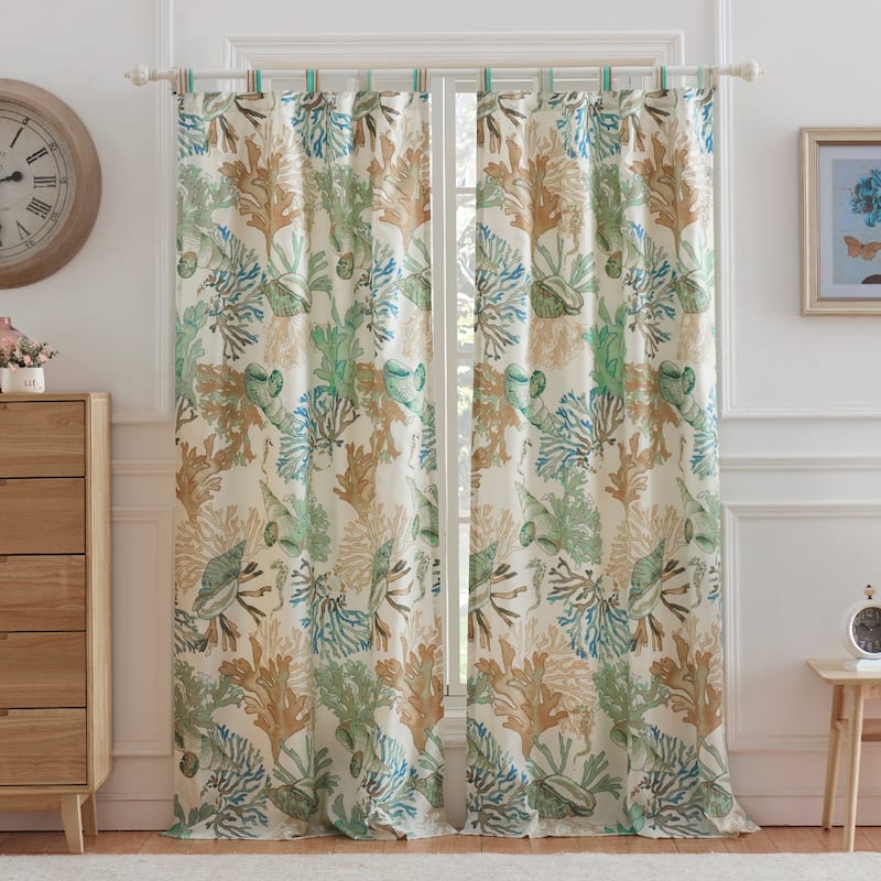 Greenland Home Fashions Atlantis Jade Coastal Curtain Panel Set (Set of 2)