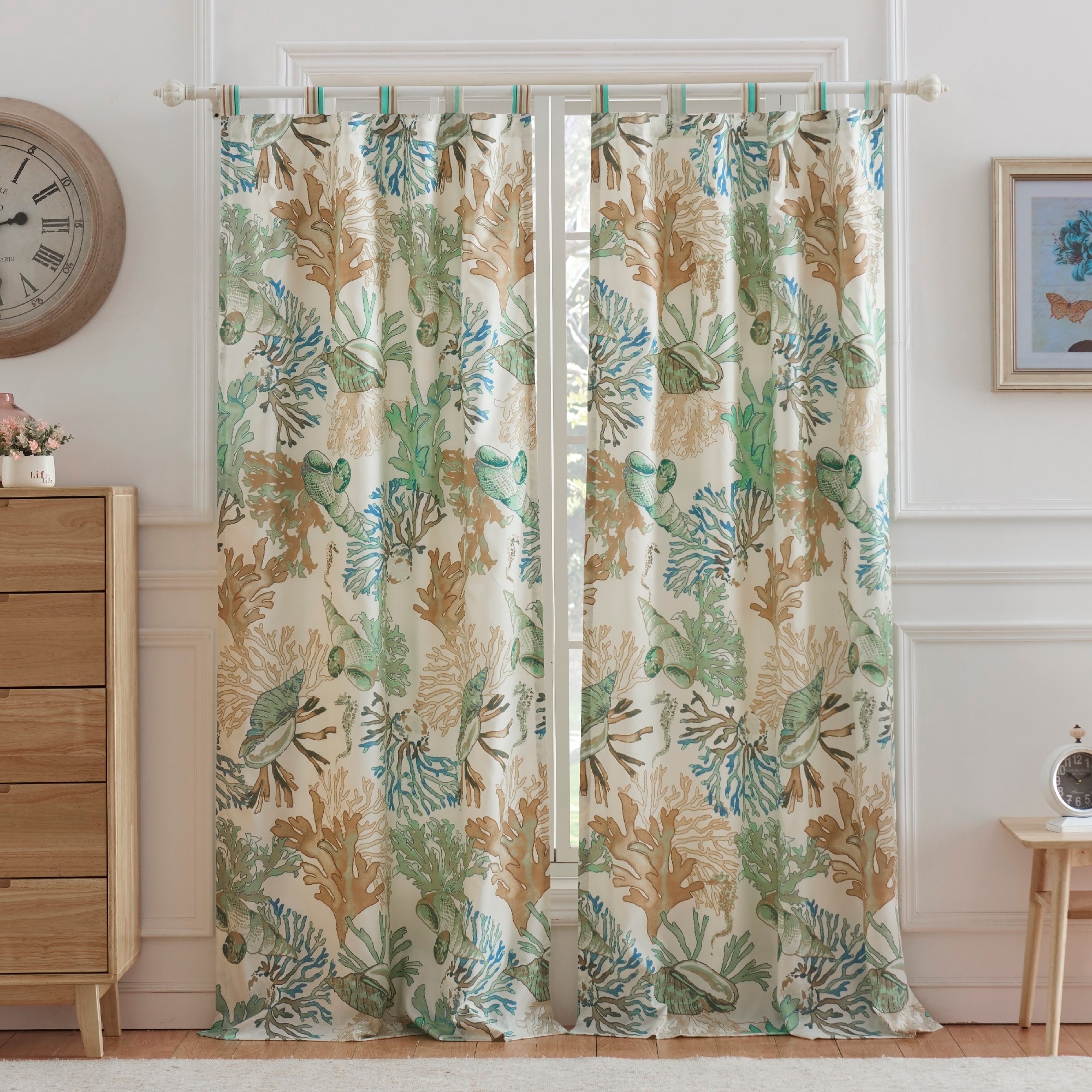 Greenland Home Fashions Atlantis Jade Coastal Curtain Panel Set (Set of 2)