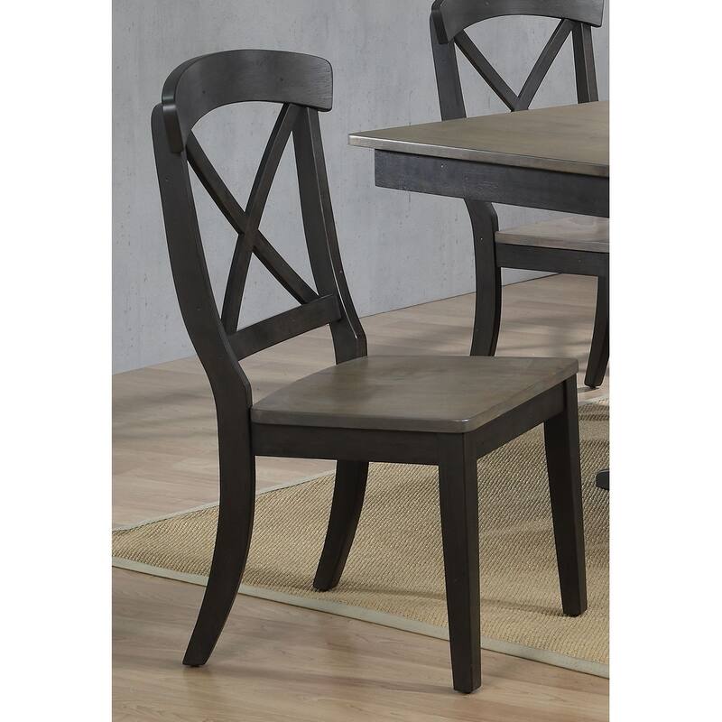 Art Deco Antiqued Grey Stone/Black Stone Transitional X-Back 5-Piece Dining Set