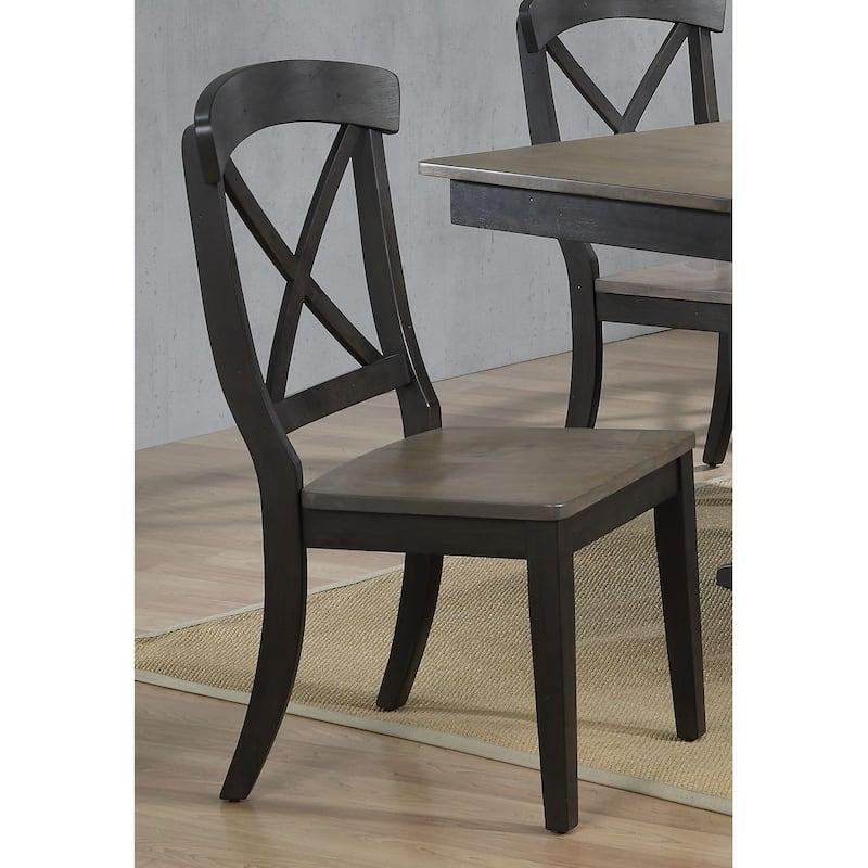 Double Pedestal Transitional Antique Grey X-Back 5-Piece Dining Set