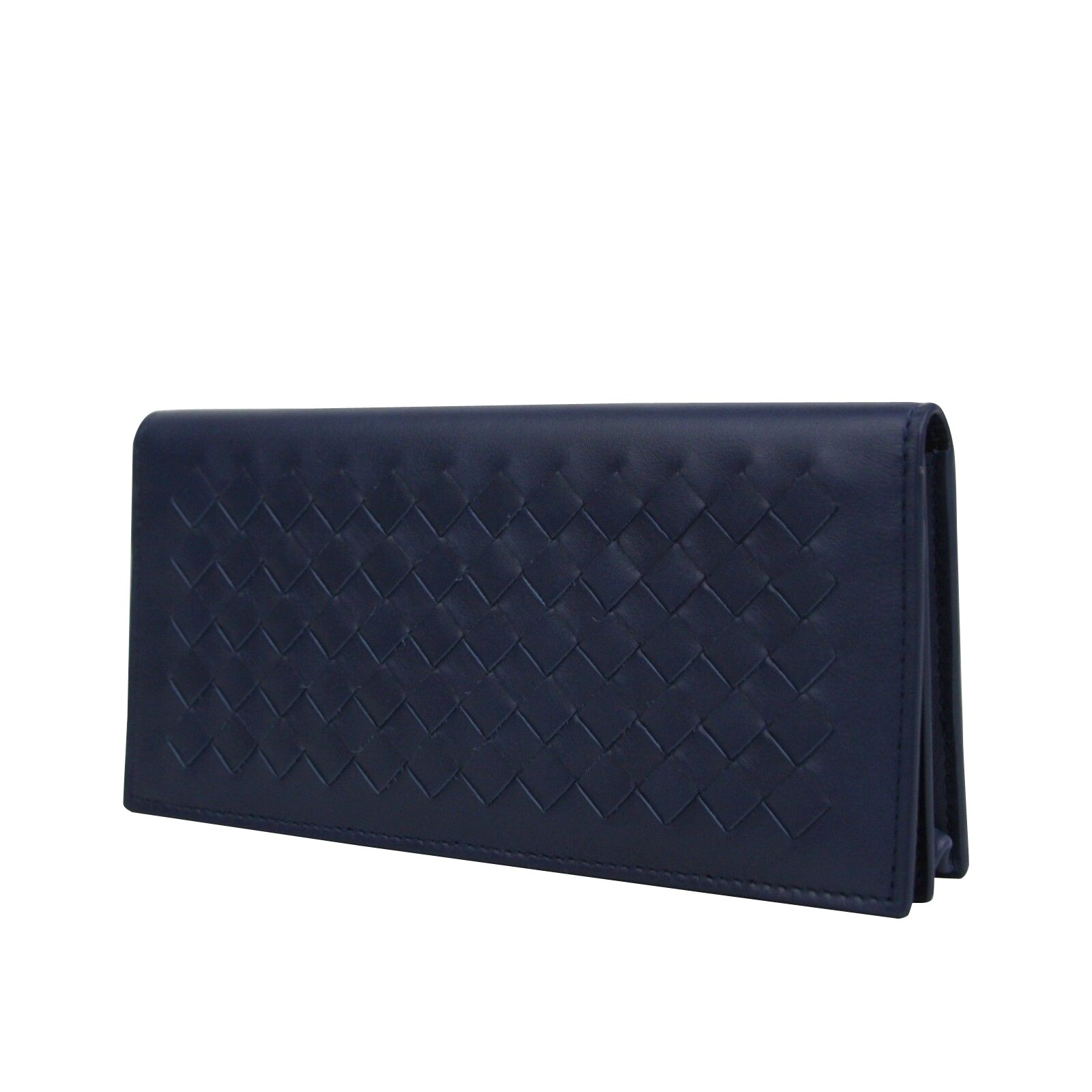 Shop Bottega Veneta Men S Intercciaco Navy Blue Leather Long Bifold Wallet 390878 4111 One Size Overstock 28031957