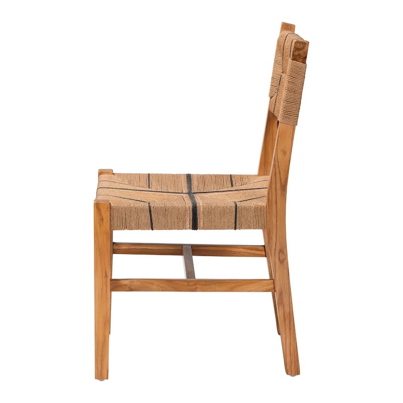 Prita Bohemian Paper Loom and Black Mahogany Wood Dining Chair