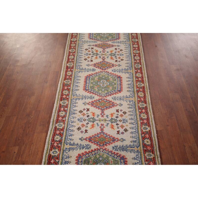 Geometric Viss Oriental Runner Rug Hand-Knotted Wool Carpet - 2'6"x 7'11"