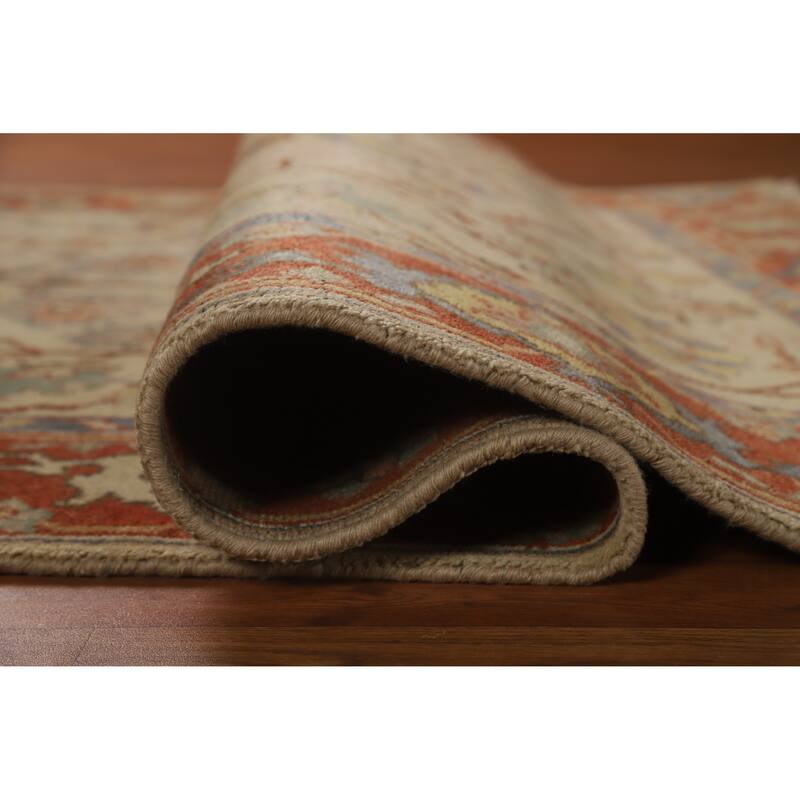 Hand Knotted Oriental 100% Wool Carpet Traditional Floral Beige & Ivories Heriz (serapi) Area Rug - 8' 0'' X 4' 10''