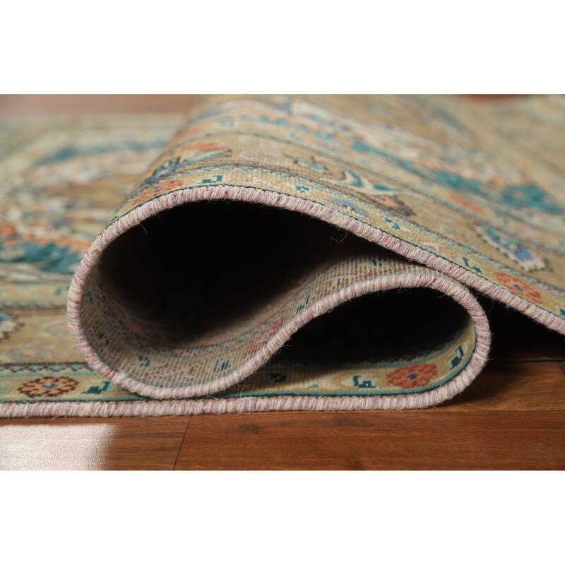 Hand Knotted Oriental 100% Wool Carpet Traditional Floral Brown Tabriz Area Rug - 6' 5'' X 4' 7''