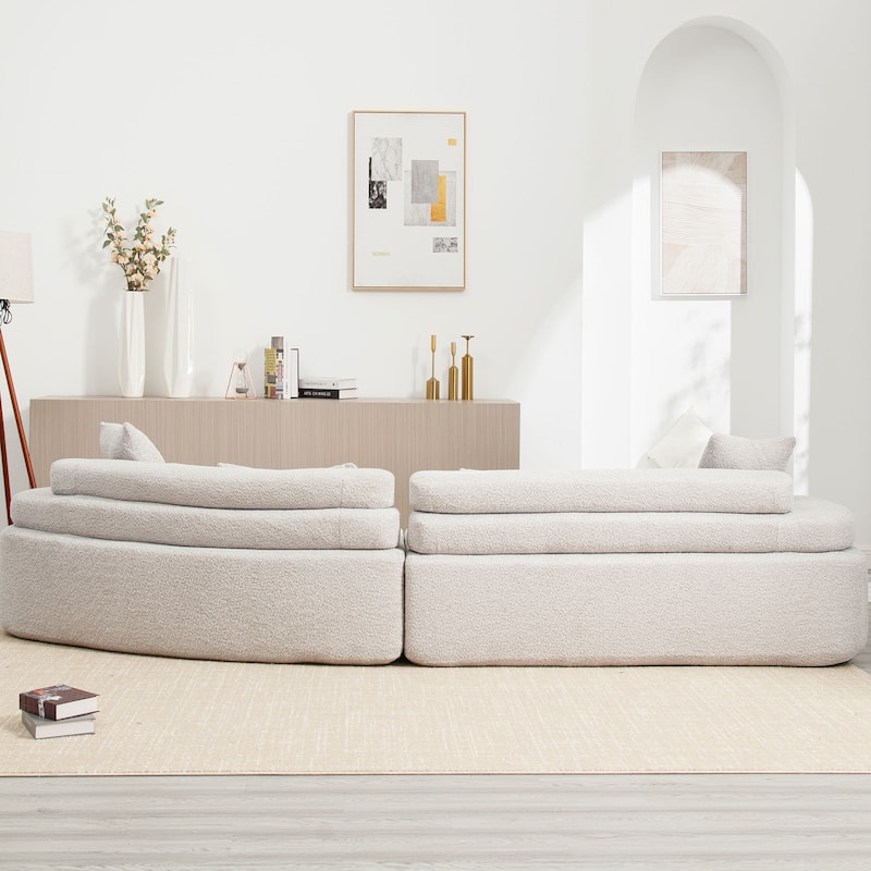 Frameless Sofa with Sponge Construction, ARC Armrests, No Assembly Required