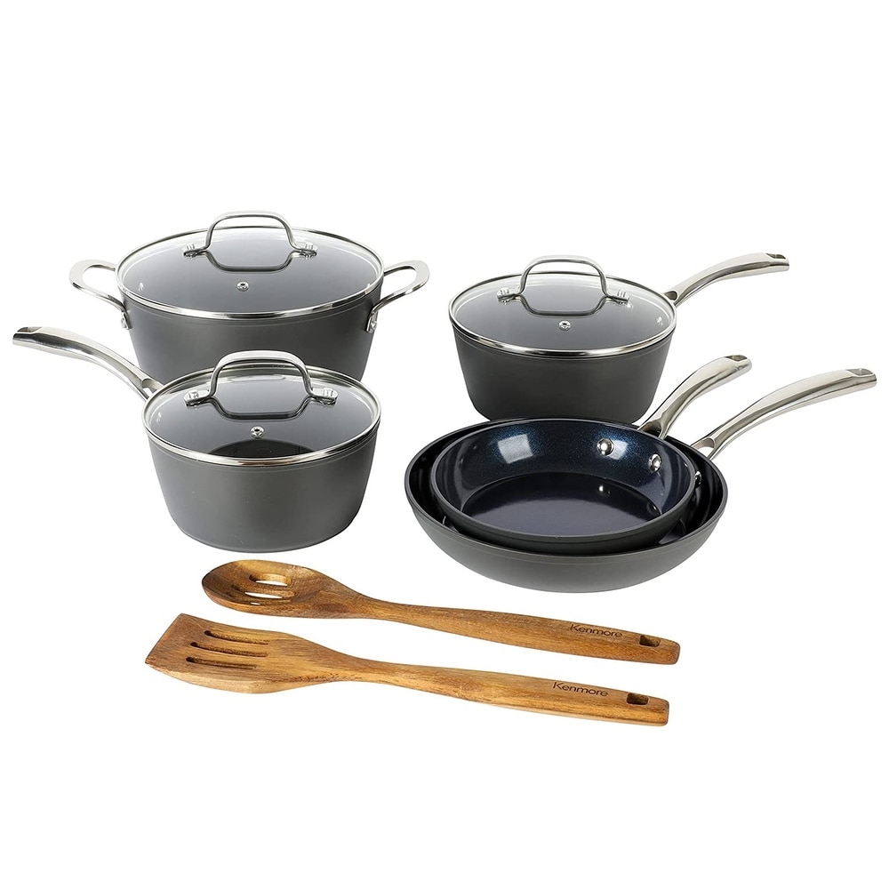 Signature 10-Piece Ceramic Nonstick Aluminum Cookware Set, Induction  Compatible Pots and Pans Set, - Bed Bath & Beyond - 31481081