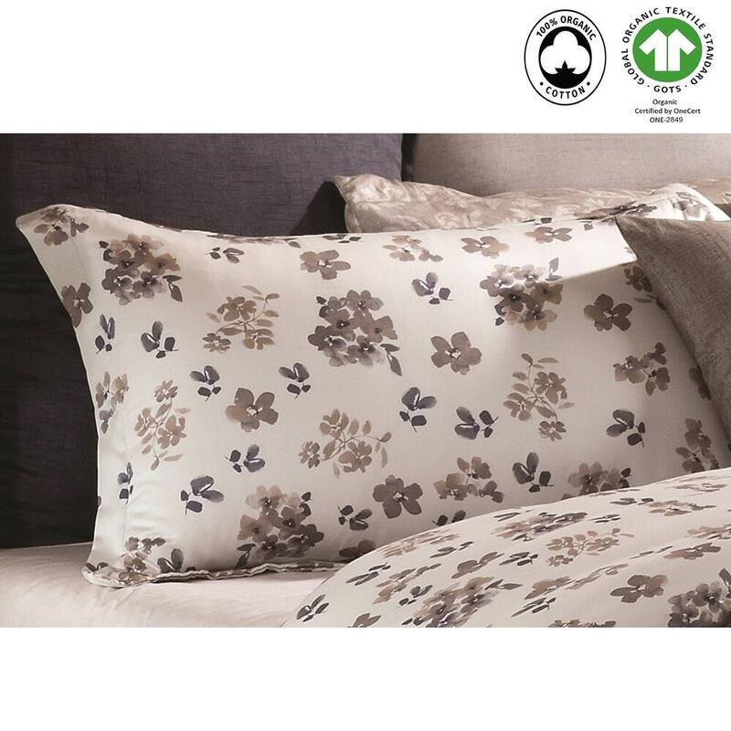 A1HC Reversible Print Organic Cotton Pillowcase, GOTS Certified, Wrinkle Resistant, Long Staple Cotton, 21" x 30" (Set Of 2)