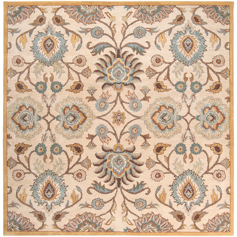 Hand-tufted Coliseum Beige Floral Wool Area Rug (8' x 11')