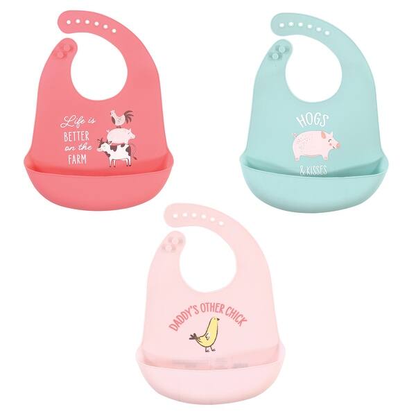 slide 1 of 1, Hudson Baby Infant Girl Silicone Bibs, Life Is Better On The Farm, One Size - Life Is Better On The Farm - One Size One Size - Life Is Better On The Farm