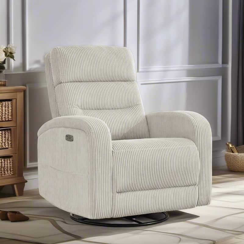 Aemeios Power Swivel Rocker Recliner with USB and Type C Port - Camel - Corduroy