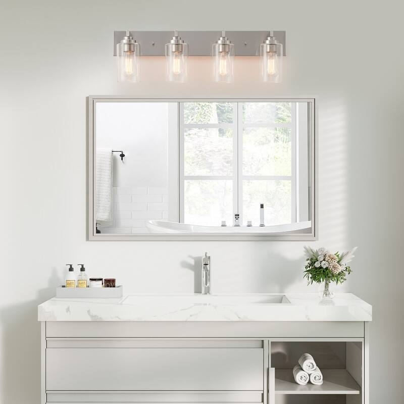 KAWOTI 28.4" 4-Light Bathroom Vanity Light with Clear Glass Shade