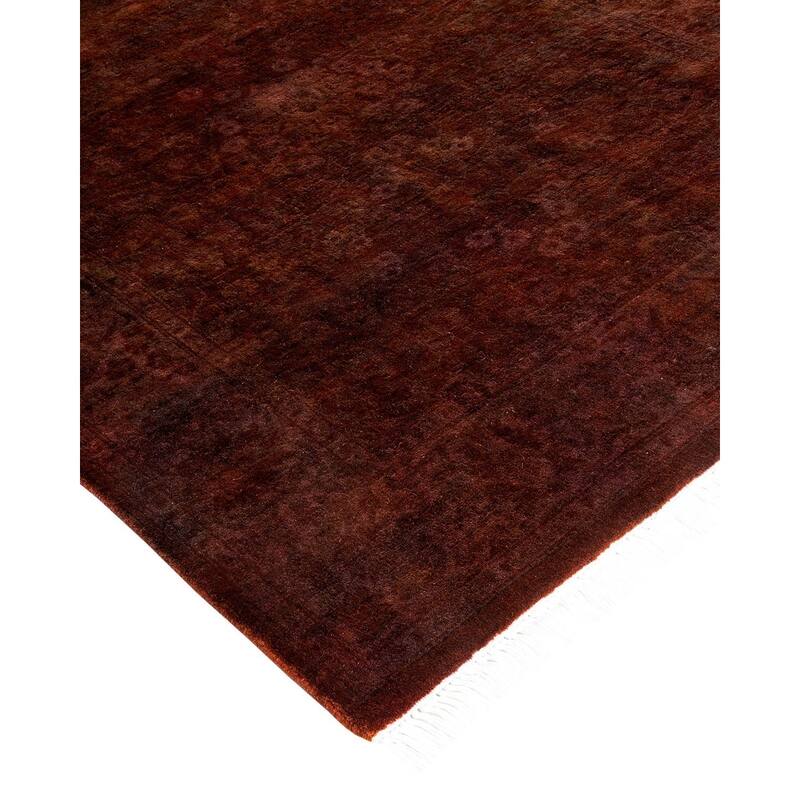 Overton Hand Knotted Wool Vintage Inspired Modern Contemporary Overdyed Brown Runner Rug - 2' 7" x 8' 5"