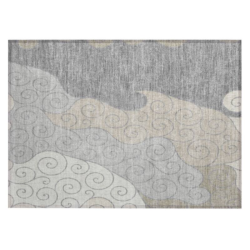 Machine Washable Indoor/ Outdoor Swirly Chantille Rug