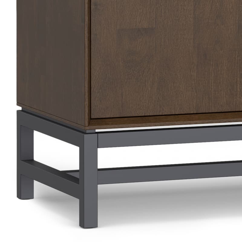 WYNDENHALL Devlin SOLID HARDWOOD & Metal 72 inch Wide Rectangle Modern 4 Door Sideboard Buffet in Walnut Brown