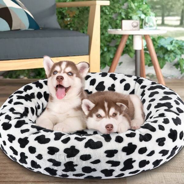 slide 1 of 12, Round Pet Bed Donut Cuddler Cushion Kennel for Dogs Cats Short Plush