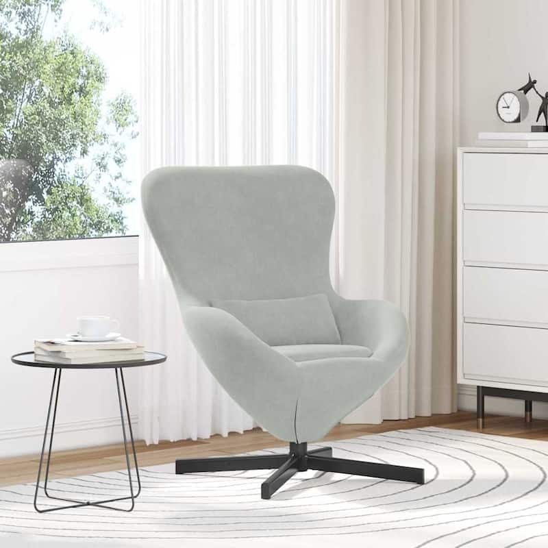 vidaXL Egg Chair Black/ Dark/Light Grey Velvet - 24.8 x 28.7 x 35.4 - Light Grey