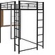 preview thumbnail 13 of 18, Black Twin Metal Loft Bed with Ladder, Fence & Desk