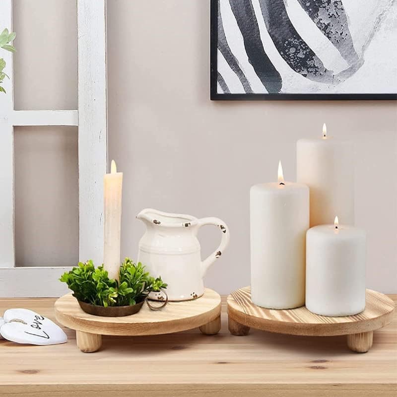 2 Pack Wood Pedestal Stand for Display - 10 x 10 x 2 inches