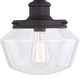 preview thumbnail 8 of 8, Collins 1 Light Black Farmhouse Outdoor Pendant Clear Schoolhouse Glass - 10-in. W x 11.5-in. H x 10-in. D