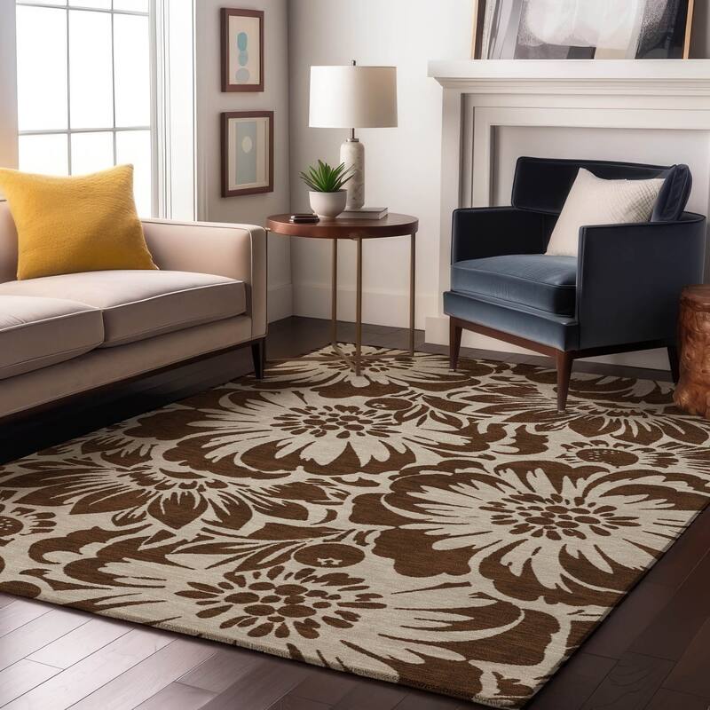 Premium Washable Super Soft Modern Floral Mayfield Rug - Brown - 2' 6" x 3' 10"