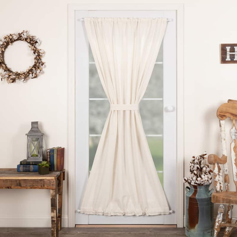 Farmhouse Curtains VHC Cotton Burlap Door Panel Rod Pocket Solid Color - Door Panel 72x40 - Door Panel 72x40 - Antique White