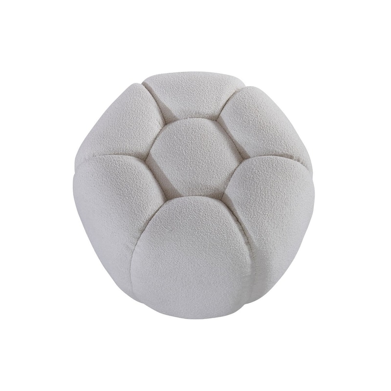 HomeRoots 19" White Tufted Boucle Round Ottoman