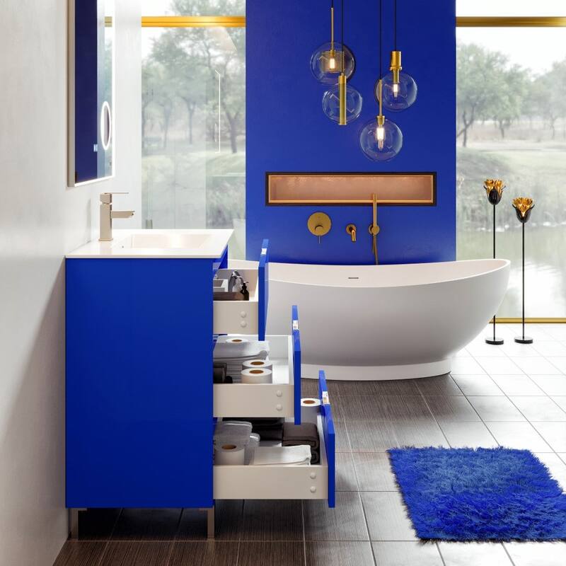 Malmo 32 "W Blue Bath Vanity with Porcelain Top & Integrated Sink