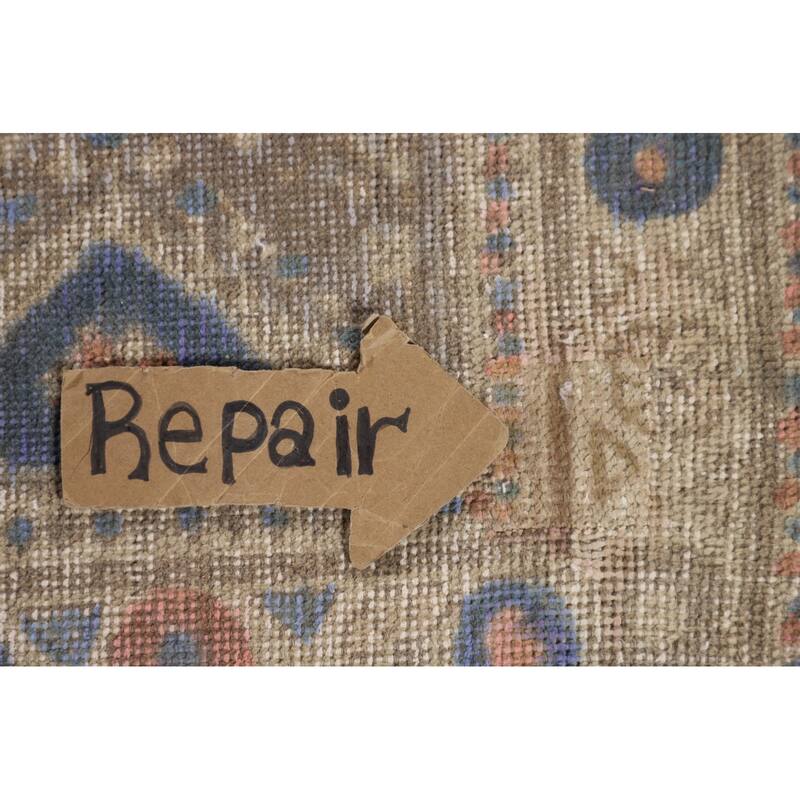 Over-Dyed Tabriz Persian Vintage Rug Hand-Knotted Blue Wool Carpet - 9'4"x 12'10"