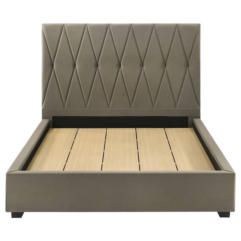 Delsea Upholstered Panel Platform Bed Light Brown