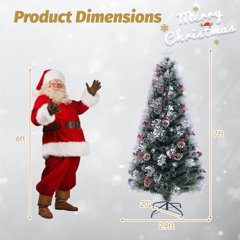 Gymax 5/6/7 FT Flocked Christmas Tree Artificial Xmas Tree