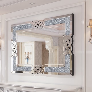 Sparkling Crystal Crush Diamond Accent Mirror Wall Mounted